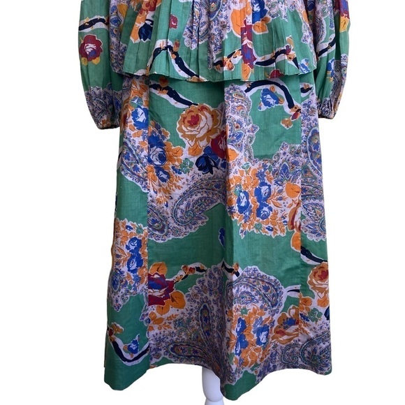 VTG ‘80s Albert Nipon Two Piece Set Blouse & Skirt Green Paisley Floral Size XS - Picture 8 of 16